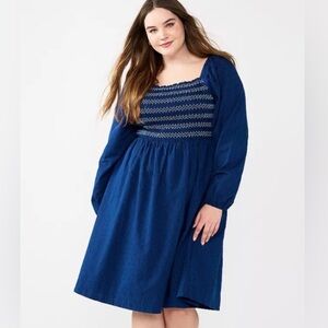 Draper James RSVP Blue Smocked Dress size 2X